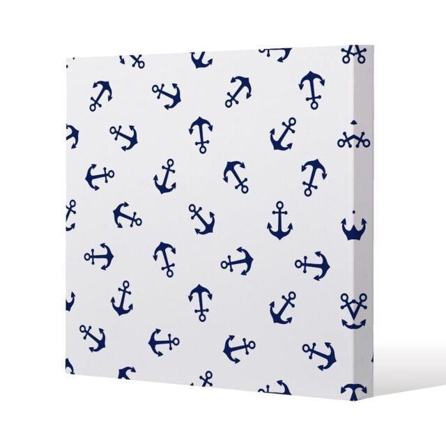 Benjamin Tate Design Navy Anchors on White (Canvas Print) / 101 x 101 x 4cm in Natural - Size: 101 x 101 x 4 cm - image 1