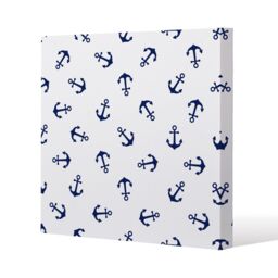 Benjamin Tate Design Navy Anchors on White (Canvas Print) / 101 x 101 x 4cm in Natural - Size: 101 x 101 x 4 cm - thumbnail 1