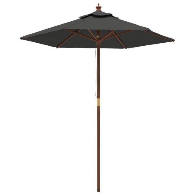 Berkfield Home Garden Parasol with Wooden Pole Anthracite 196x231 cm in Dark Grey - image 1