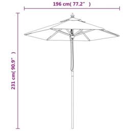 Berkfield Home Garden Parasol with Wooden Pole Anthracite 196x231 cm in Dark Grey - thumbnail 8