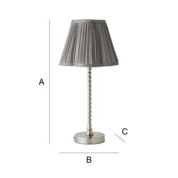 ValueLights Maeve Dark Grey Pleat Faux Silk Scallop Shade Chrome Bobbin Table Lamp with Bulb in Silver - thumbnail 7