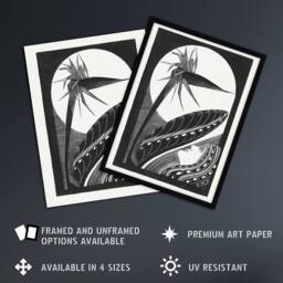 "Artery8 Strelitzia Overblown & Full Moon De Mesquita Wall Art Poster Print in White - Size: W12"" x H16""" - thumbnail 2