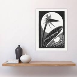 "Artery8 Strelitzia Overblown & Full Moon De Mesquita Wall Art Poster Print in White - Size: W12"" x H16""" - thumbnail 4
