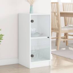 Berkfield Home Side Cabinet with Glass Doors White 35x37x75.5 cm