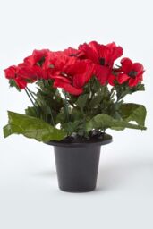 Homescapes Artificial Red Poppy Flower Arrangement in Grave Pot - thumbnail 5