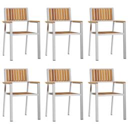Berkfield Home Stacking Garden Chairs 6 pcs 54.5x56x87 cm Solid Wood Acacia in Brown - thumbnail 3