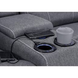 Furnishings For Less UK Orlando Grey Fabric Electric Recliner Sofa Set 3+2+1 with USB - thumbnail 6