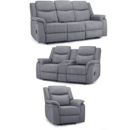 Furnishings For Less UK Orlando Grey Fabric Electric Recliner Sofa Set 3+2+1 with USB - thumbnail 1