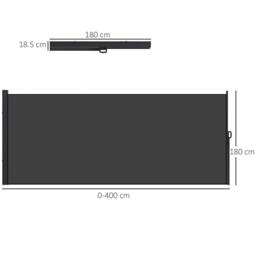 Kelvenix Side Awning Retractable, Privacy Screen, 400x180cm in Black - Size: 0.6m2 - thumbnail 2