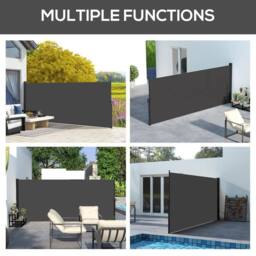 Kelvenix Side Awning Retractable, Privacy Screen, 400x180cm in Black - Size: 0.6m2 - thumbnail 5