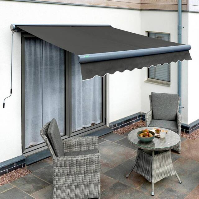 Primrose Awnings Manual Full Cassette Charcoal Frame Terracotta Patio Awning 3.5 x 2.5m in Dark Grey - image 1