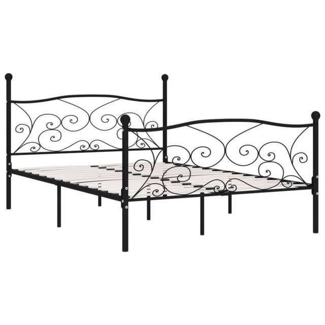 Berkfield Home Bed Frame with Slatted Base Black Metal 160x200 cm - image 1