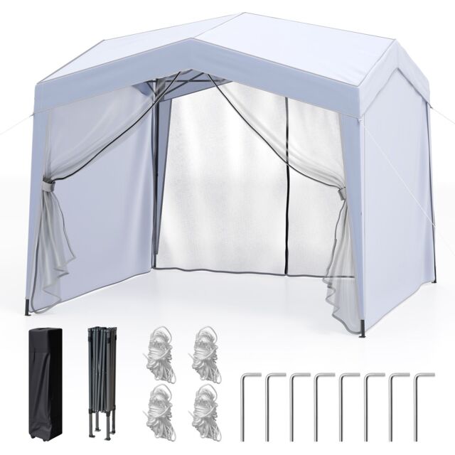 Gymax 3m x 3m Pop up Canopy Tent Folding Sunshade Garden Gazebo-White in White - image 1