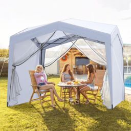 Gymax 3m x 3m Pop up Canopy Tent Folding Sunshade Garden Gazebo-White in White - thumbnail 4