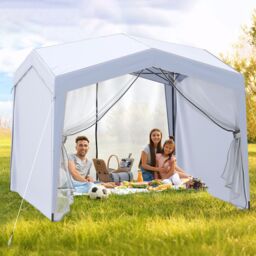 Gymax 3m x 3m Pop up Canopy Tent Folding Sunshade Garden Gazebo-White in White - thumbnail 5