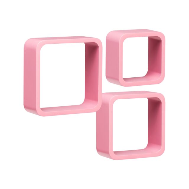 Orsina Set Of Three Pink Mdf Wall Cubes - image 1