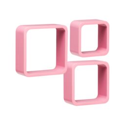 Orsina Set Of Three Pink Mdf Wall Cubes - thumbnail 1