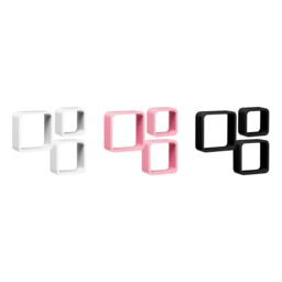 Orsina Set Of Three Pink Mdf Wall Cubes - thumbnail 5