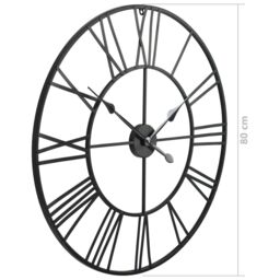 Berkfield Home Vintage Wall Clock with Quartz Movement Metal 80 cm XXL in Black - thumbnail 6