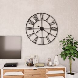 Berkfield Home Vintage Wall Clock with Quartz Movement Metal 80 cm XXL in Black - thumbnail 2