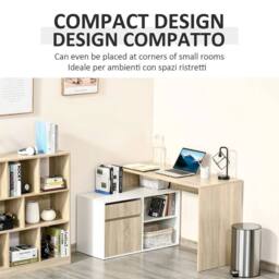 FLAVORA L-Shaped Corner Computer Desk Study Table in Natural - Size: 1000L - thumbnail 4