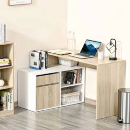 FLAVORA L-Shaped Corner Computer Desk Study Table in Natural - Size: 1000L - thumbnail 3