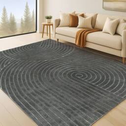 Marlow Large Rug 160x230cm Soft Floor Runner Machine Washable Non Slip in Grey - Size: 160 cm x 230 cm - thumbnail 2