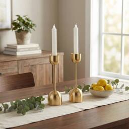 EONLION 1X 25cm Gold Metal Taper Candlestick Bell Candle Holder Stand - Size: 1X 25 cm - thumbnail 3