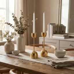 EONLION 1X 25cm Gold Metal Taper Candlestick Bell Candle Holder Stand - Size: 1X 25 cm - thumbnail 2