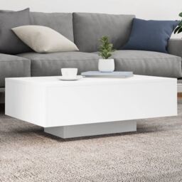 Berkfield Home Coffee Table with LED Lights White 85x55x31 cm - Size: 85 x 55 x 31 cm - thumbnail 1