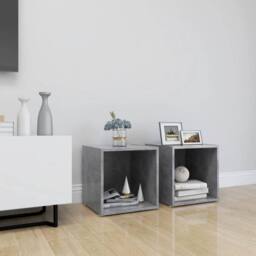 Berkfield Home TV Cabinets 2 pcs Concrete Grey 37x35x37 cm Engineered Wood - Size: 37 x 35 x 37 cm - thumbnail 2