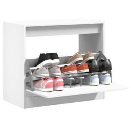 Berkfield Home Shoe Cabinet White 80x42x69 cm Engineered Wood - Size: 80 x 42 x 69 cm - thumbnail 2
