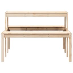 Berkfield Home Picnic Table 110x134x75 cm Solid Wood Pine in Brown - Size: 110 x 134 x 75 cm - thumbnail 4
