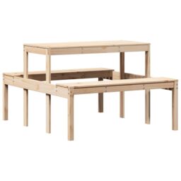Berkfield Home Picnic Table 110x134x75 cm Solid Wood Pine in Brown - Size: 110 x 134 x 75 cm - thumbnail 6