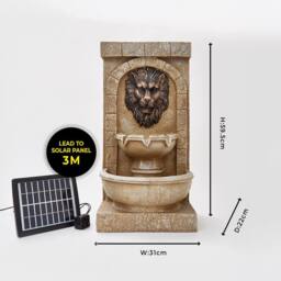 Gainsborough Solar Lion's Head Water Feature, Cascading Bowls with LED Lights in Stone - thumbnail 6