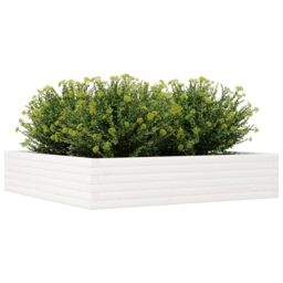 Berkfield Home Garden Planter White 110x110x23 cm Solid Wood Pine - Size: 110 x 110 x 23 cm - thumbnail 4