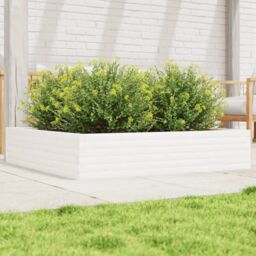 Berkfield Home Garden Planter White 110x110x23 cm Solid Wood Pine - Size: 110 x 110 x 23 cm - thumbnail 1