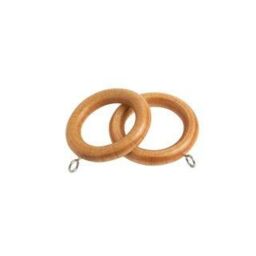 New Edge Blinds Pack of 16 Wooden Curtain Pole Ring Hooks with Eyes in Brown