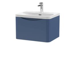 Balterley Arch Wall Hung 1-Drawer Bathroom Vanity, Ceramic Basin, Blue, 600mm in Blue