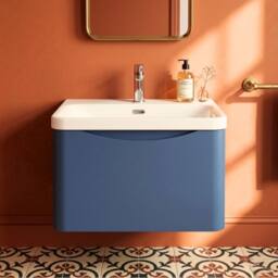 Balterley Arch Wall Hung 1-Drawer Bathroom Vanity, Ceramic Basin, Blue, 600mm in Blue - thumbnail 6