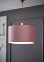 ValueLights Reni Blush Pink Velvet Easy Fit Drum Ceiling Lamp Shade in Dusty Pink - Size: Large