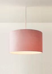ValueLights Reni Blush Pink Velvet Easy Fit Drum Ceiling Lamp Shade in Dusty Pink - Size: Large - thumbnail 2