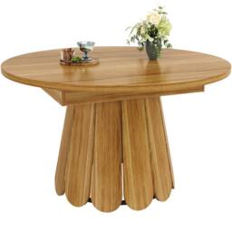 Merax Extendable Round Wood Effect Dining Table with Pedestal Base in Natural - thumbnail 9