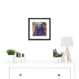 Artery8 Lippi Meeting Joachim Anne Golden Gate Jerusalem Painting 8X8 Inch Square Wooden Framed Wall Art Print Picture with Mount in Black - thumbnail 2
