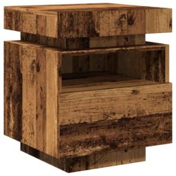 Berkfield Home Bedside Cabinets with LED Lights 2 pcs Old Wood 40x39x48.5 cm in Brown - thumbnail 5
