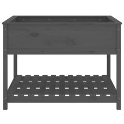 Berkfield Home Planter with Shelf Grey 111.5x111.5x81 cm Solid Wood Pine - thumbnail 5
