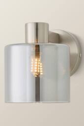 ValueLights Demi Smoked Glass Cup Wall Light in Metallic Silver - thumbnail 3