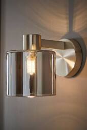 ValueLights Demi Smoked Glass Cup Wall Light in Metallic Silver - thumbnail 1