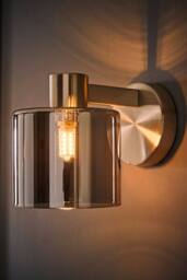 ValueLights Demi Smoked Glass Cup Wall Light in Metallic Silver - thumbnail 2