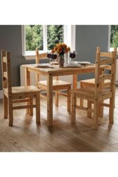 Home Discount Vida Designs Corona 4 Seater Dining Set Solid Pine Kitchen Furniture in Brown